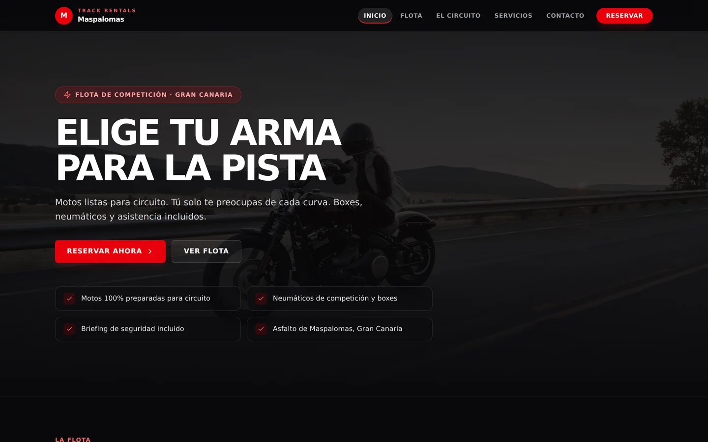 Captura de Maspalomas Track Rentals, una app publicada con Hub Studio
