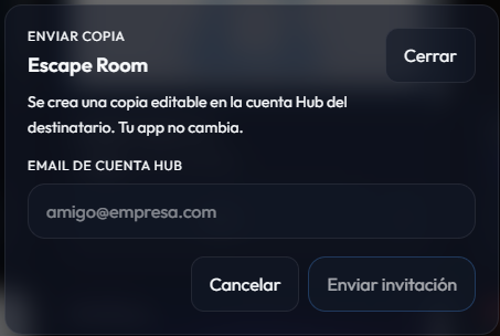Modal Enviar copia: email de cuenta Hub