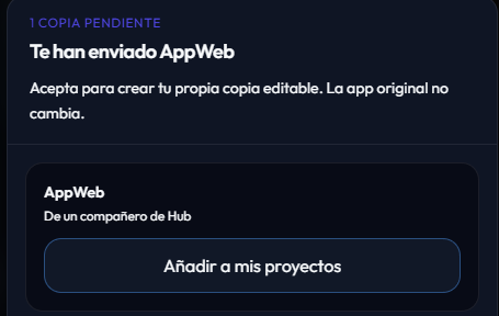Modal en Studio: copia pendiente y Añadir a mis proyectos