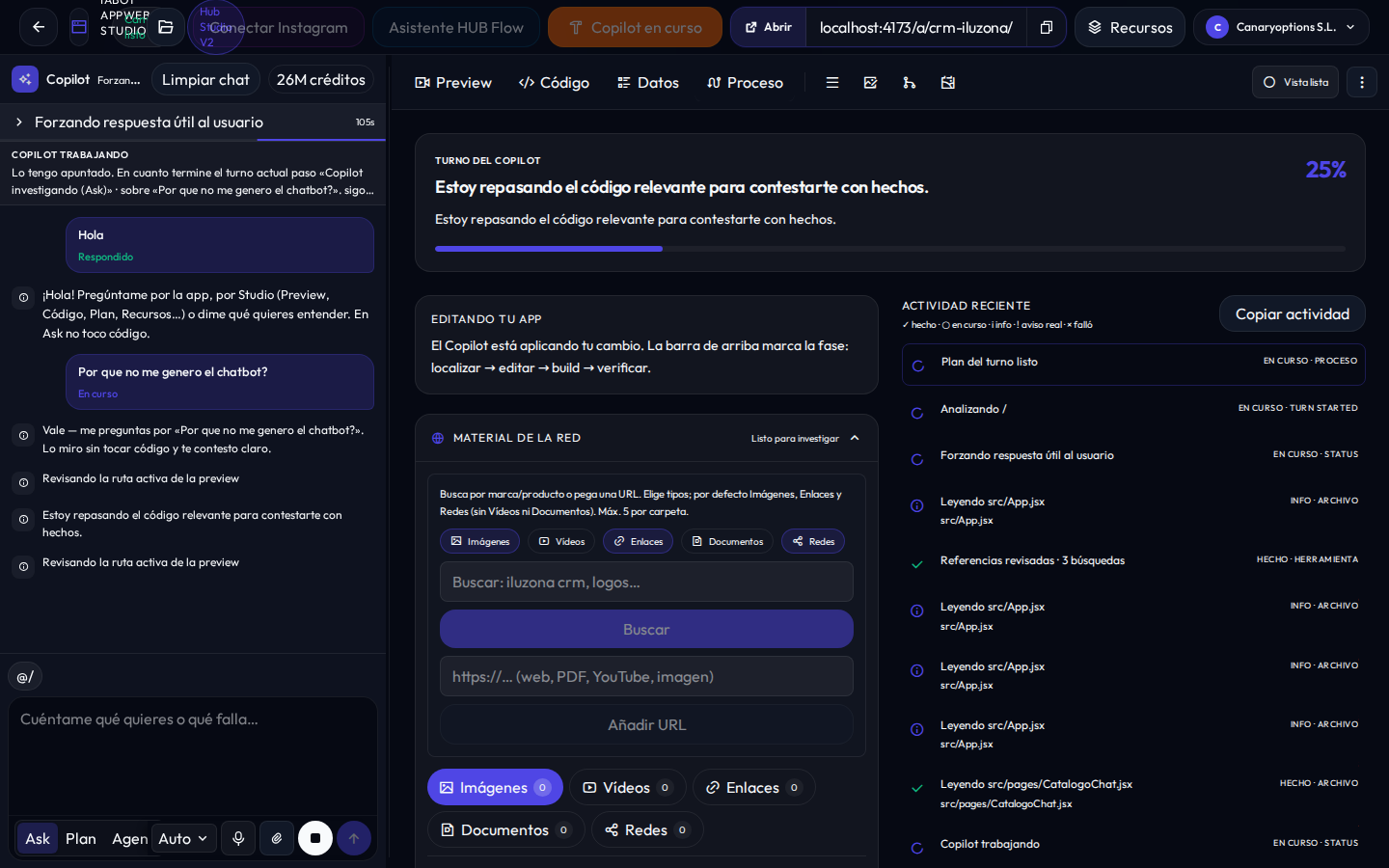 Preview y Proceso en el workspace de Canvas