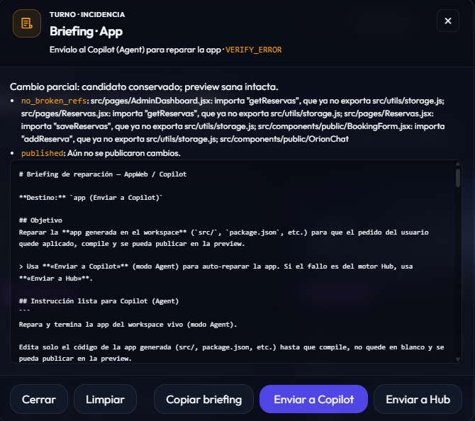 Briefing de incidencia en la Preview